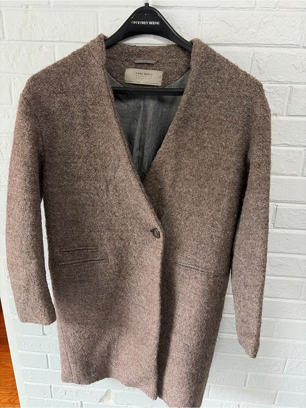 Zara Taupe-Brown Wool Pea Coat